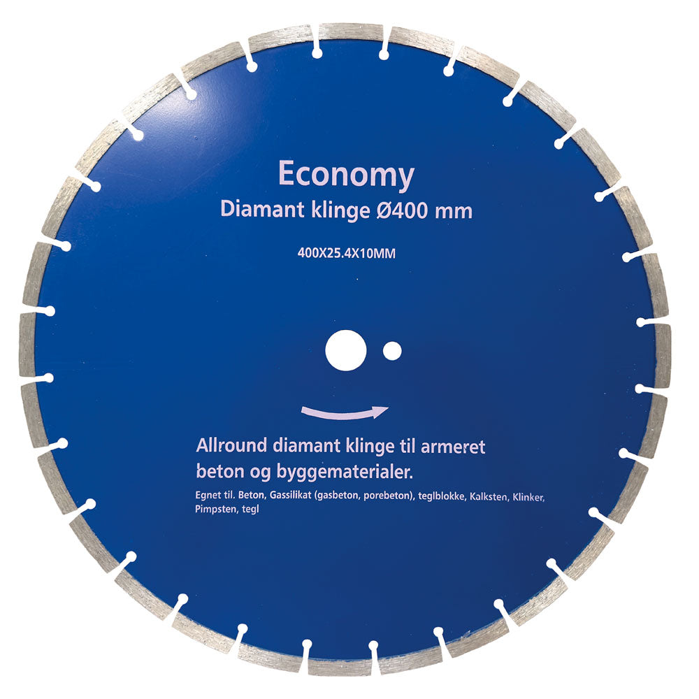 Diamantklinge 400x25,4mm - Economy - Til beton, tegl, byggematerialer