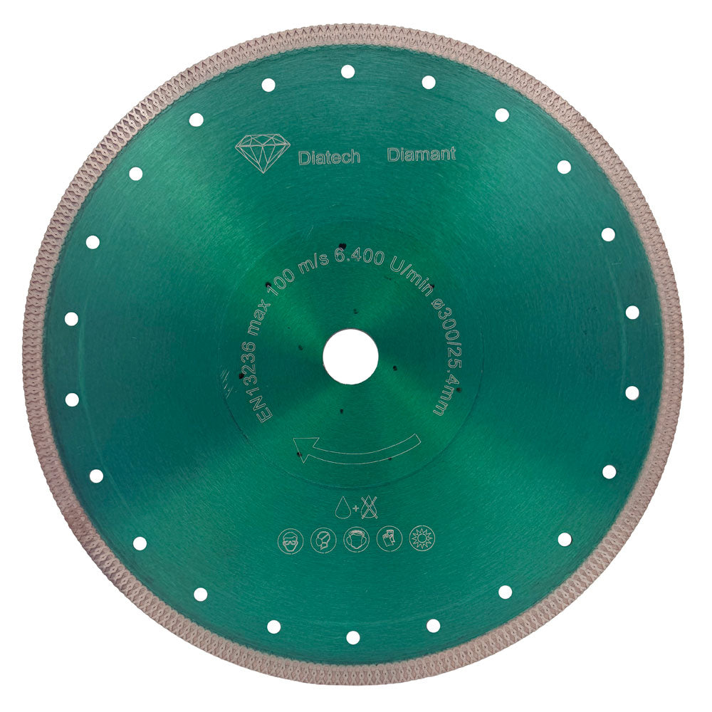 Diamantklinge 300x25,4mm - GRØN - Flet/Tynd - Til fliser