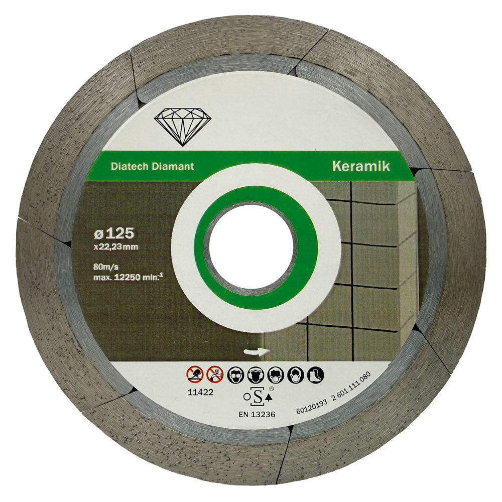 Diamantklinge 125x22,2mm - Fuldbane/Tynd - Til fliser