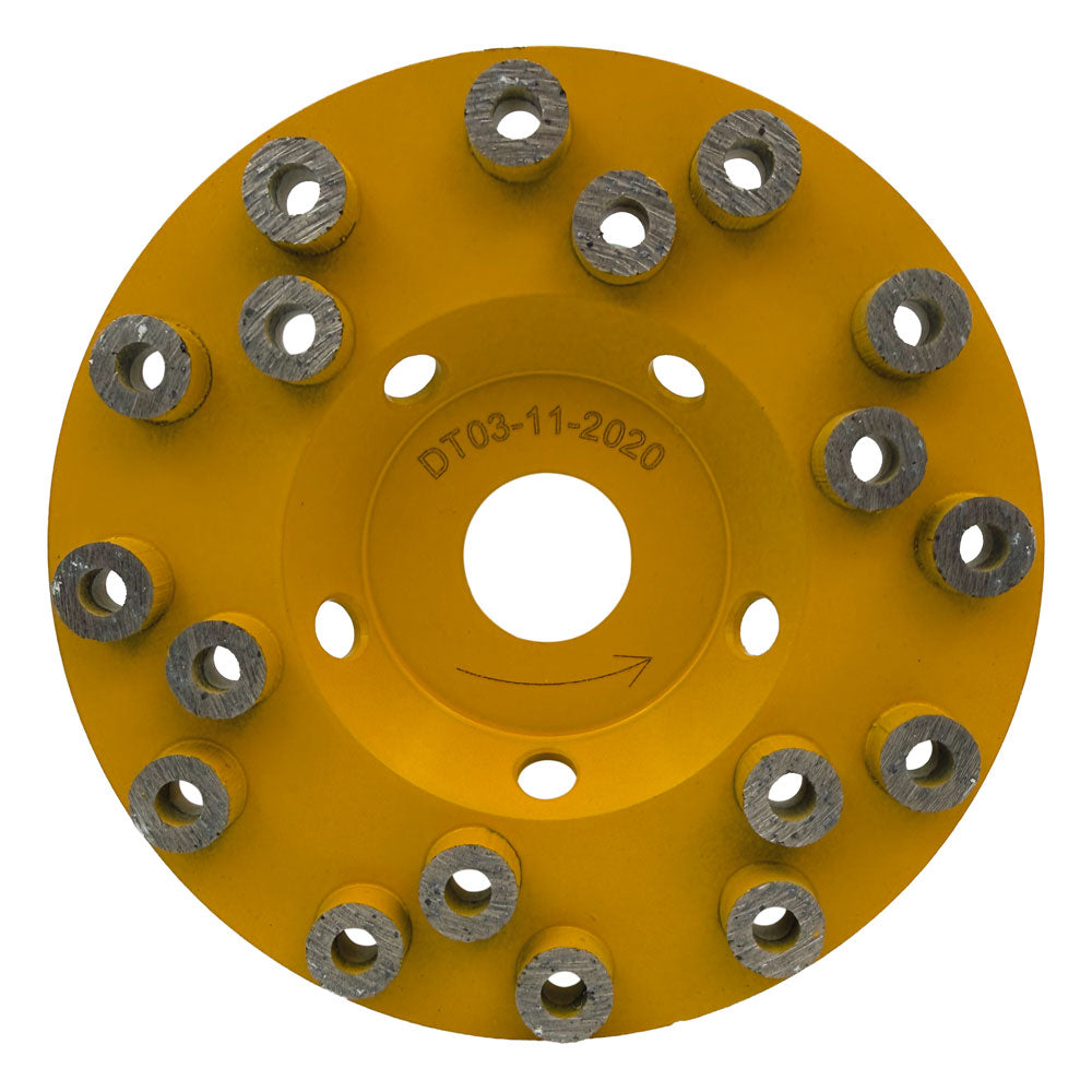Slibekop 125x22,2mm - GUL - PCD - Til meget grov slibning - Z18