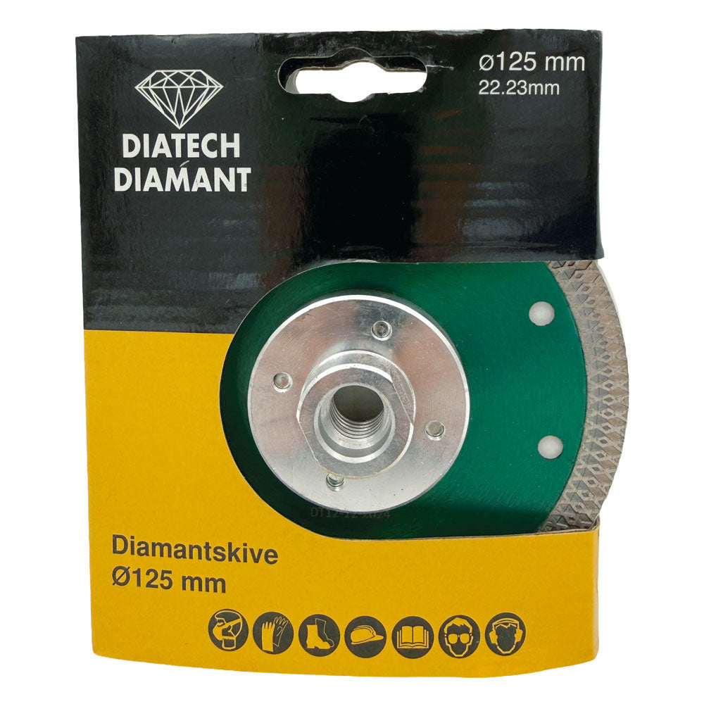 Diamantklinge 125mm M14 - GRØN - med flange - Til keramiske fliser