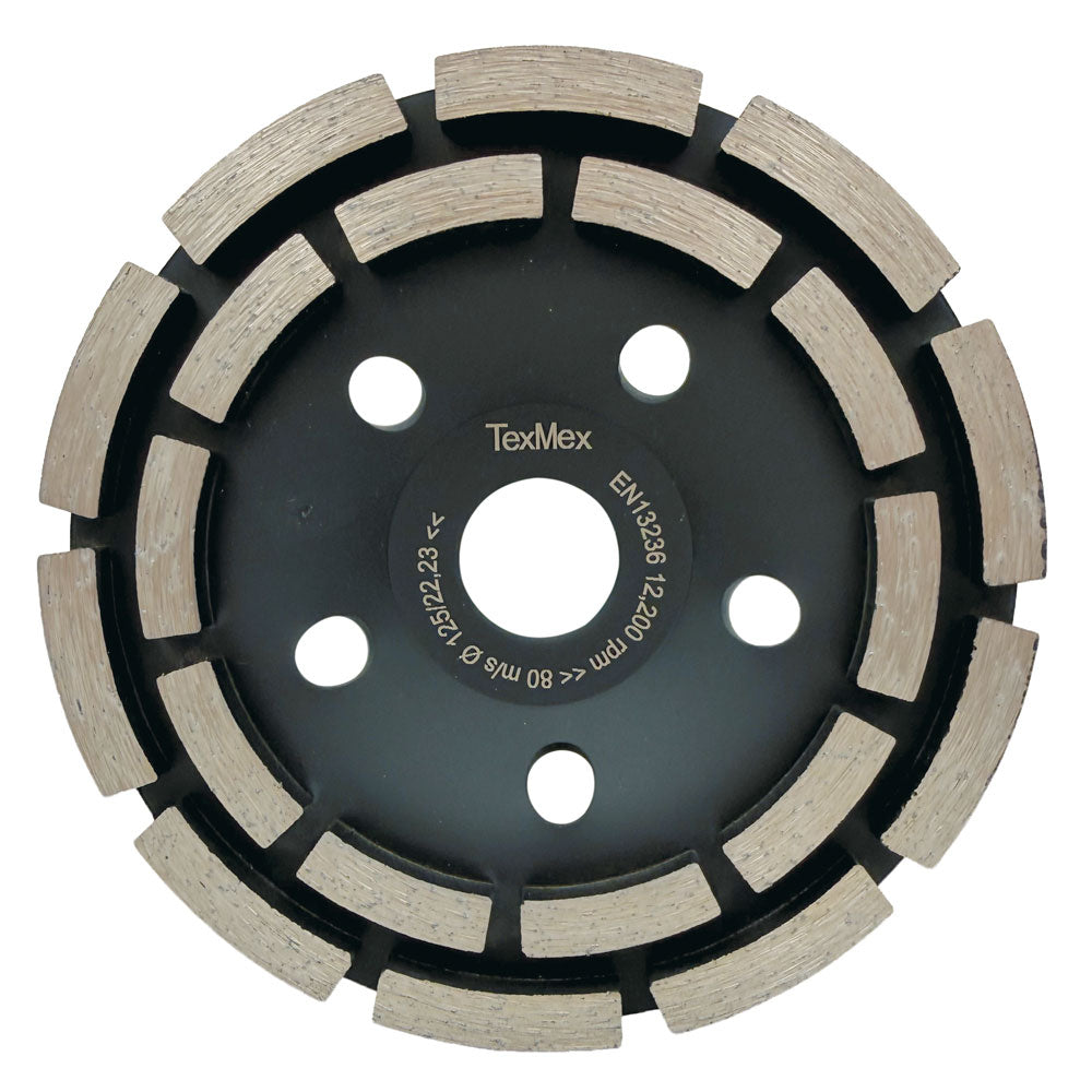 Slibekop 125x22,2mm - SORT - Til blød beton - Dobbeltrække