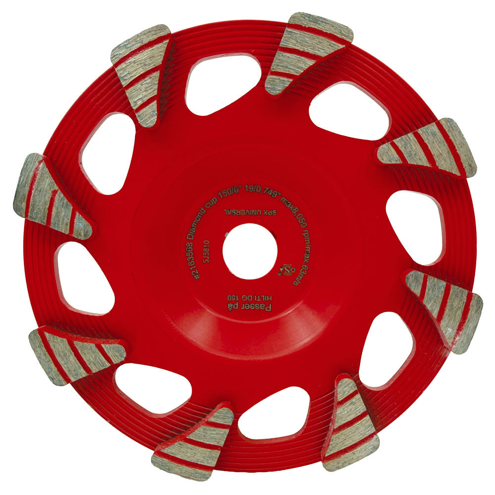 Slibekop 150x19mm - RØD - Til hård beton - Til Hilti