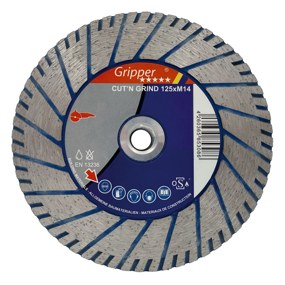 Diamantklinge 125mm M14 - BLÅ - med flange - 3,9mm tyk - Til beton