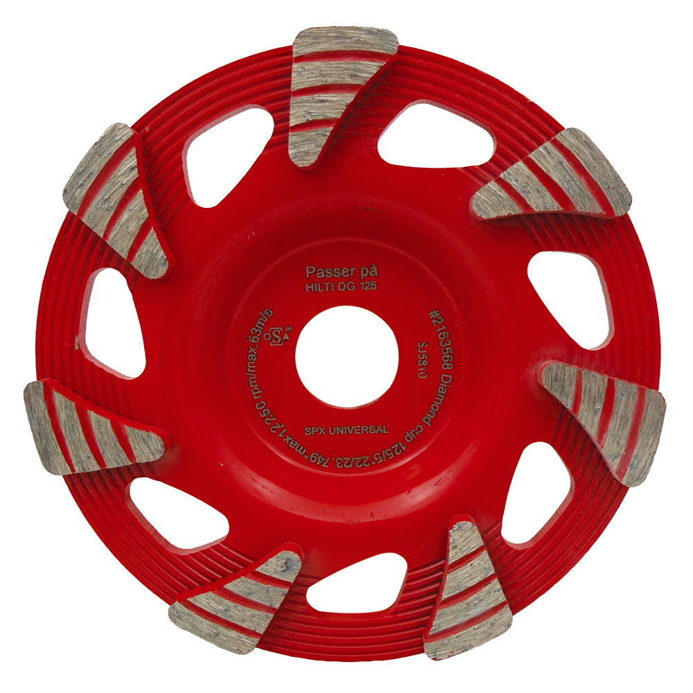 Slibekop 125x22,2mm - RØD - Til hård beton - SPX