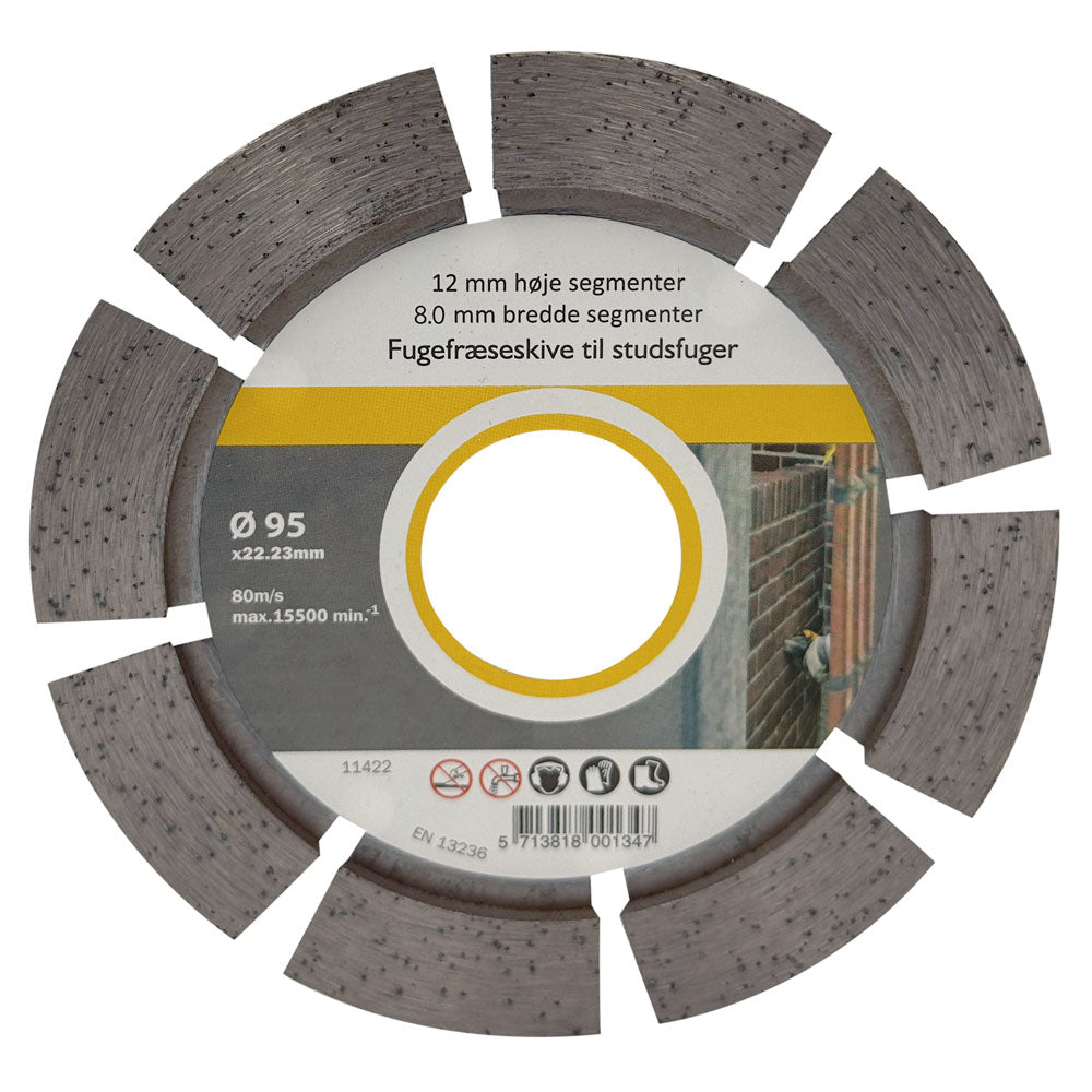 Fugeklinge DIA 95x8x22,2 mm – 12 mm segment – til studsfuger
