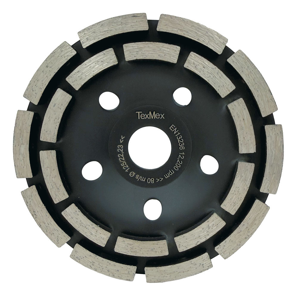 Slibekop 125x22,2mm - SORT - Til blød beton - Dobbeltrække - Economy
