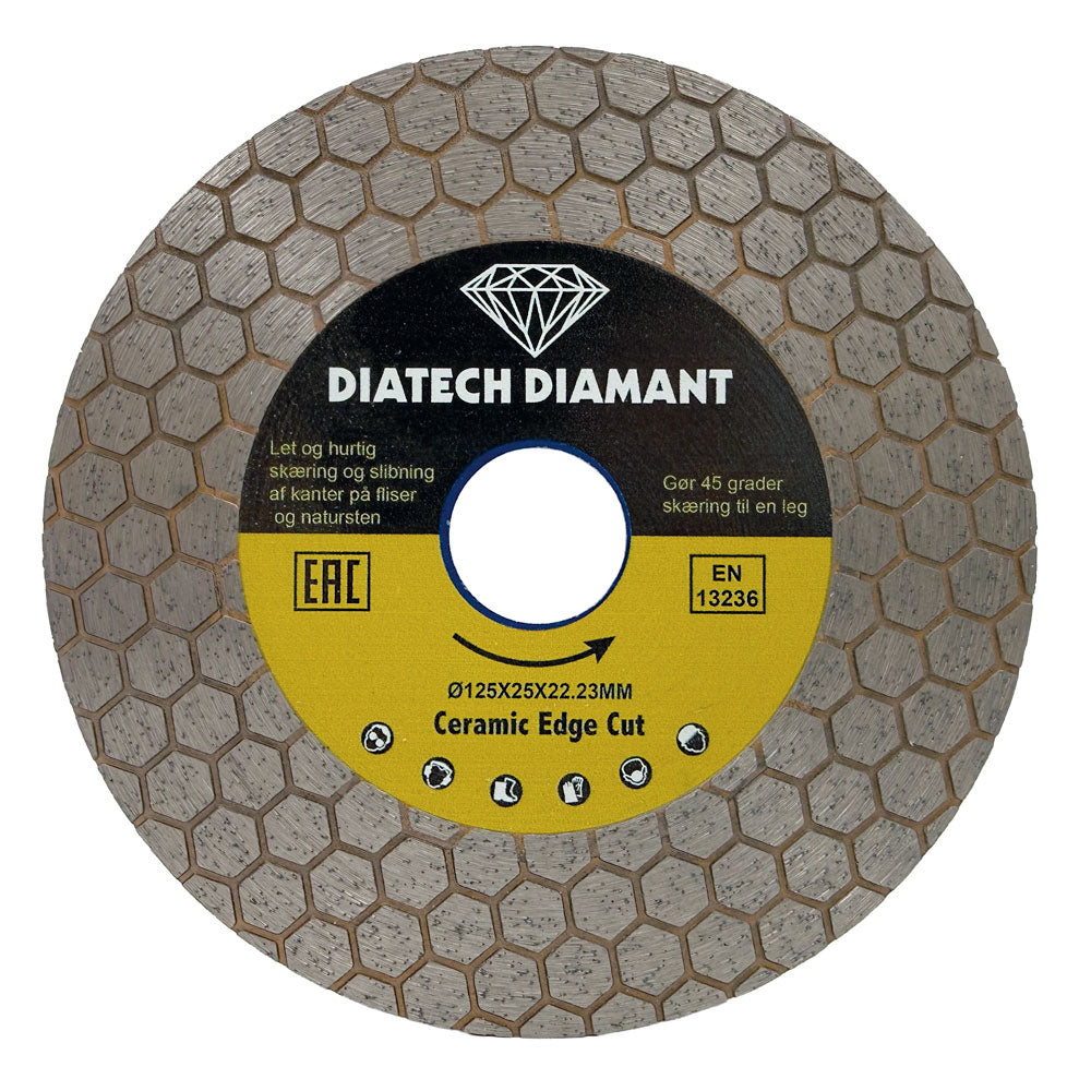 Diamantklinge 125x22,2mm - GUL - smal Til fliser - Ceramic cut