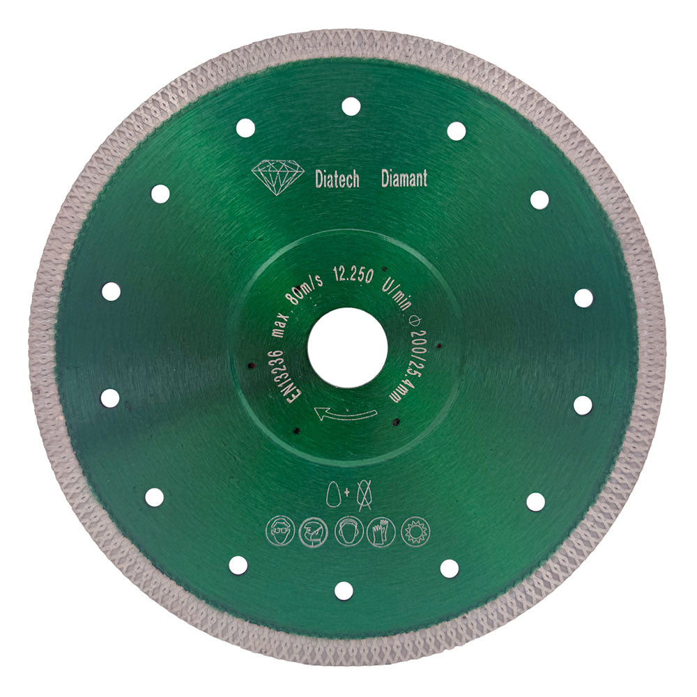 Diamantklinge 200x25,4mm - GRØN - Flet/Tynd - Til fliser