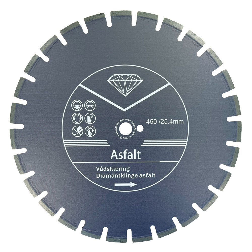 Asfaltklinge 450 x 25,4 mm - vådskæring