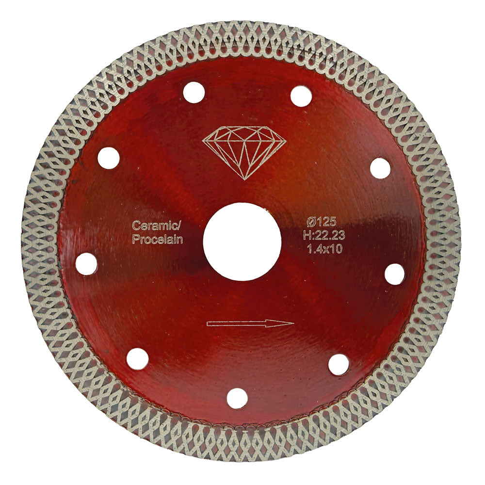 Diamantklinge 125x22,2mm - RØD - smal Til keramik/porcelæn
